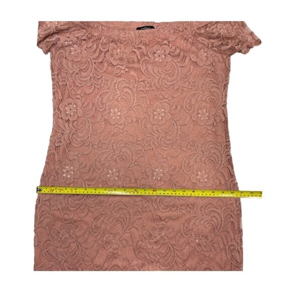 AMBIANCE‎ Stretch Lace Body-Con Off Shoulder Sheath Dress 1X Rose Above Knee EUC - Picture 15 of 16
